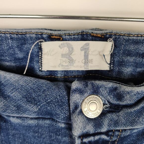 WE THE FREE WOMENS 31 HIGH RISE STRETCHY DENIM JEANS SKINNY LEG MEDIUM WASH BLUE - Picture 3 of 6